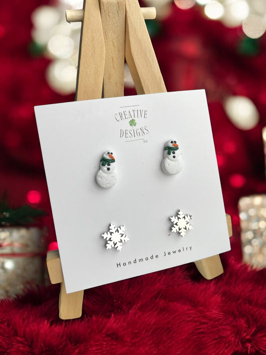 Snowman & Snowflake Stud Pack